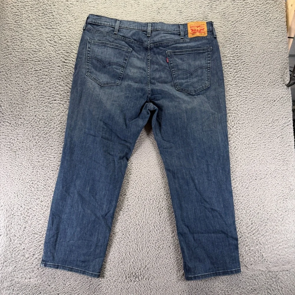 Levi's 541 Jeans Mens 42x30 Blue Cotton Denim Straight Workwear Faded Stretch